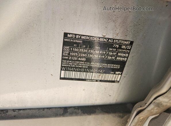 W1N4N4HB1NJ405147 2022 MERCEDES-BENZ GLA Серебряный 