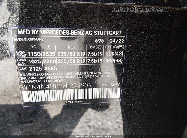 W1N4N4HB2NJ392909 2022 MERCEDES-BENZ GLA 250 Black Շարժիչի բաժամունքի տեսք