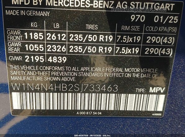 W1N4N4HB2SJ733463 2025 MERCEDES-BENZ GLA 250 Blue Engine compartment view