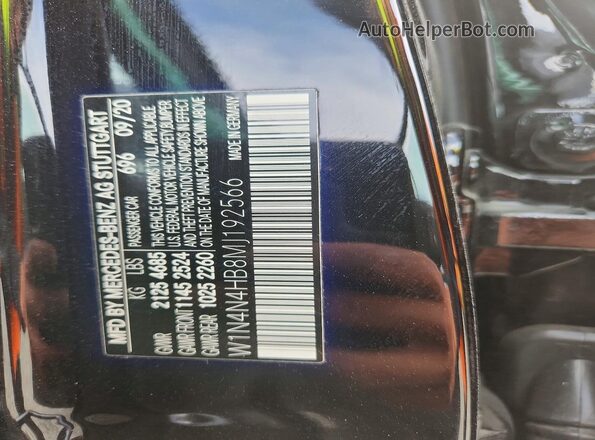 W1N4N4HB8MJ192566 2021 MERCEDES-BENZ GLA Black Vista de la etiqueta del VIN