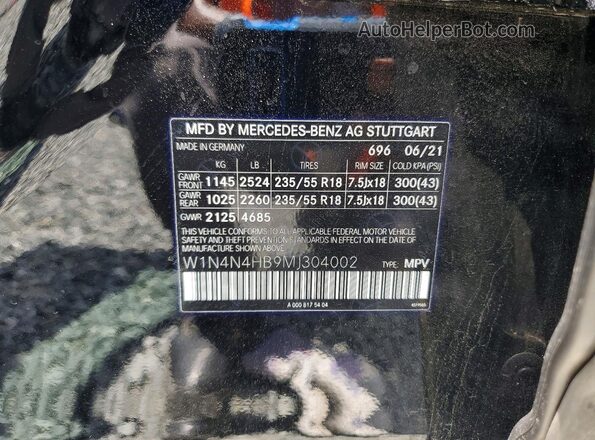 W1N4N4HB9MJ304002 2021 MERCEDES-BENZ GLA Black VIN sticker view