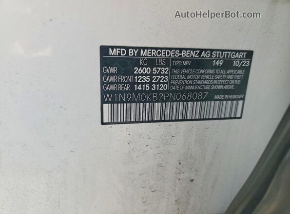 W1N9M0KB2PN068087 2023 MERCEDES-BENZ EQB White Панорамний вид салону 360°