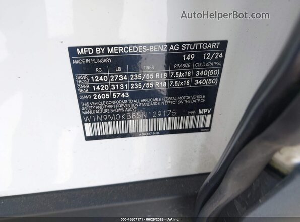 W1N9M0KB8SN129175 2025 MERCEDES-BENZ EQB 300 SUV Белый Вид подкапотного пространства