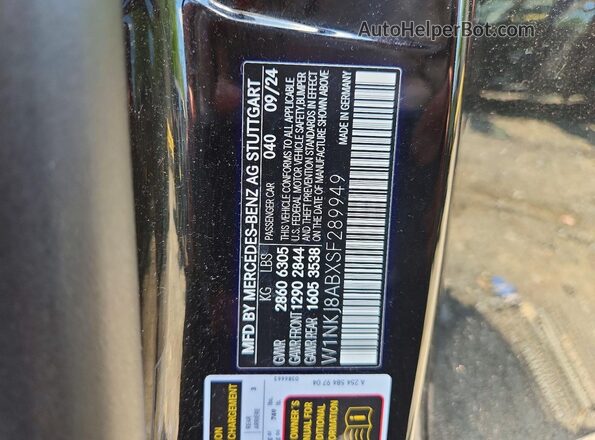 W1NKJ8ABXSF289949 2025 MERCEDES-BENZ GLC-CLASS Black VIN კოდის სტიკერის ხედი