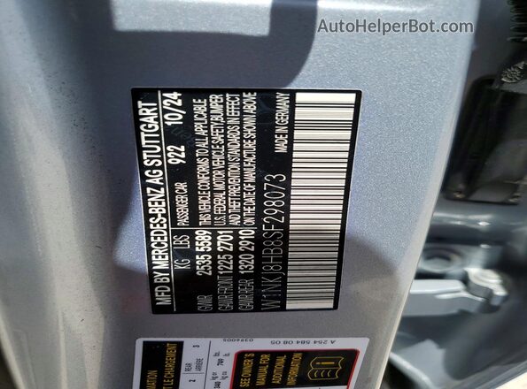 W1NKJ8HB8SF298073 2025 MERCEDES-BENZ GLC-CLASS Silver Widok naklejki z numerem VIN