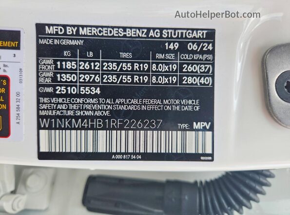 W1NKM4HB1RF226237 2024 MERCEDES-BENZ GLC-CLASS Белый 