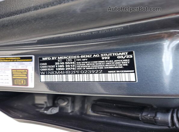 W1NKM4HB2PF023922 2023 MERCEDES-BENZ GLC-CLASS Gray Вид наклейки з VIN-кодом
