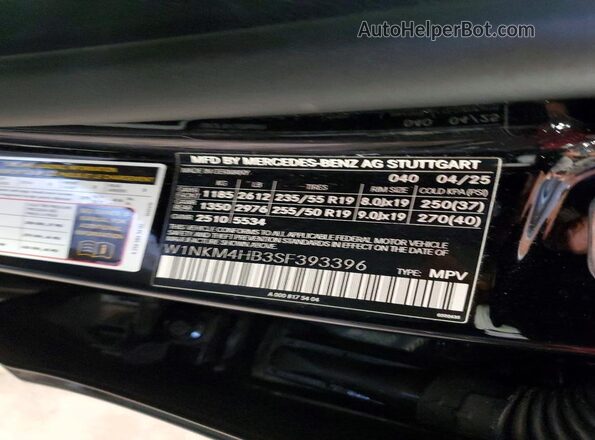 W1NKM4HB3SF393396 2025 MERCEDES-BENZ GLC-CLASS Черный Вид наклейки с VIN-кодом
