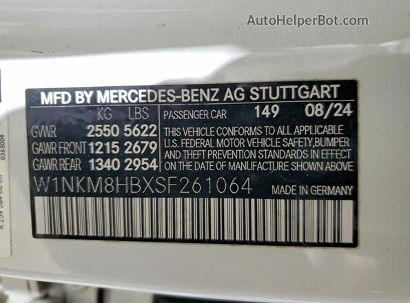 W1NKM8HBXSF261064 2025 MERCEDES-BENZ GLC-CLASS White VIN կոդի պիտակի տեսք