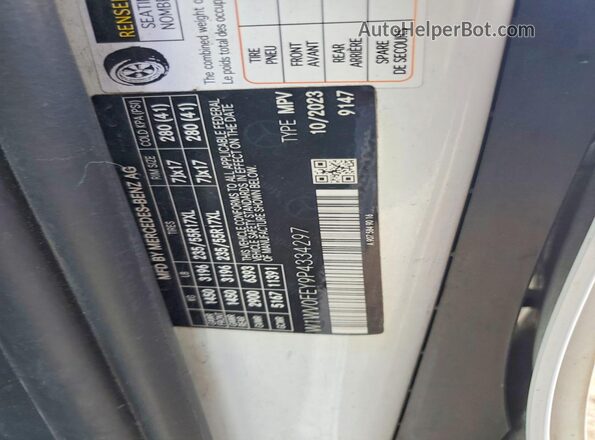 W1WV0FEY9P4334297 2023 MERCEDES-BENZ METRIS White Vista de la etiqueta del VIN
