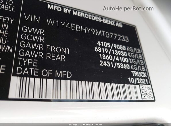 W1Y4EBHY9MT077233 2021 MERCEDES-BENZ SPRINTER White Engine compartment view