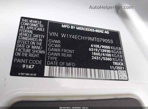 W1Y4ECHY9MT079053 2021 MERCEDES-BENZ SPRINTER White Engine compartment view