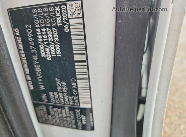 W1YV0BEY4L3749902 2020 MERCEDES-BENZ METRIS White Widok naklejki z numerem VIN