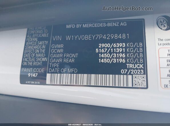 W1YV0BEY7P4298481 2023 MERCEDES-BENZ METRIS White Շարժիչի բաժամունքի տեսք