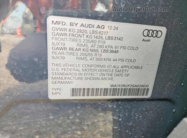 WA112BGF2SA026630 2025 AUDI OTHER Gray Engine compartment view