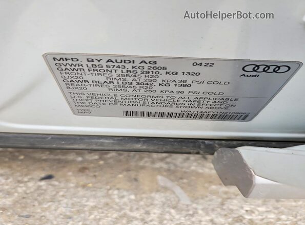 WA114AFY1N2108662 2022 AUDI SQ5 White 