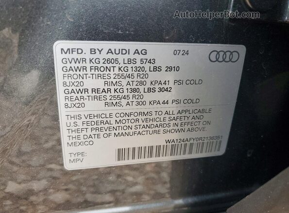 WA124AFY0R2136351 2024 AUDI SQ5 Серый Вид наклейки с VIN-кодом