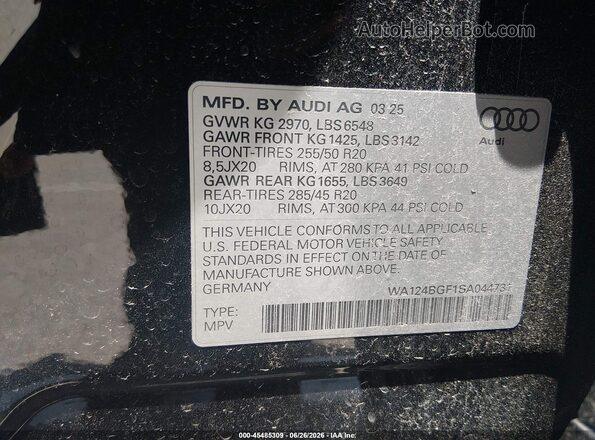 WA124BGF1SA044731 2025 AUDI Q6 E-TRON Черный Вид подкапотного пространства