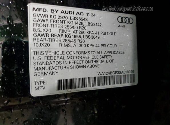 WA124BGF3SA018020 2025 AUDI OTHER Black Панорамний вид салону 360°