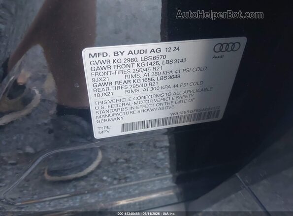 WA125BGF5SA024172 2025 AUDI SQ6 Black Widok komory silnika