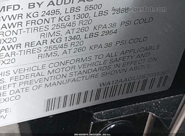 WA12AAGU2S2031367 2025 AUDI ALL Black Շարժիչի բաժամունքի տեսք