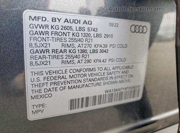 WA134AFY4P2036223 2023 AUDI SQ5 Gray 