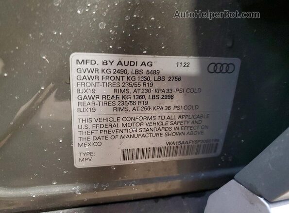 WA15AAFY8P2060199 2023 AUDI Q5 Gray Widok naklejki z numerem VIN