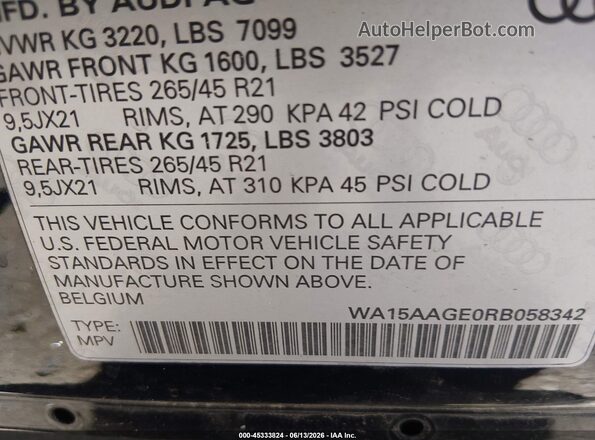 WA15AAGE0RB058342 2024 AUDI Q8 E-TRON Black Engine compartment view