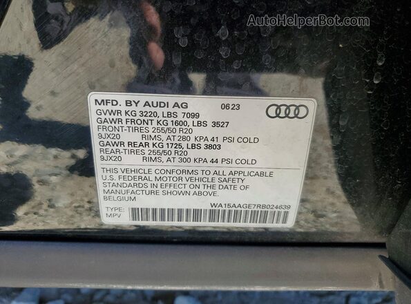 WA15AAGE7RB024639 2024 AUDI Q8 Black Панорамний вид салону 360°