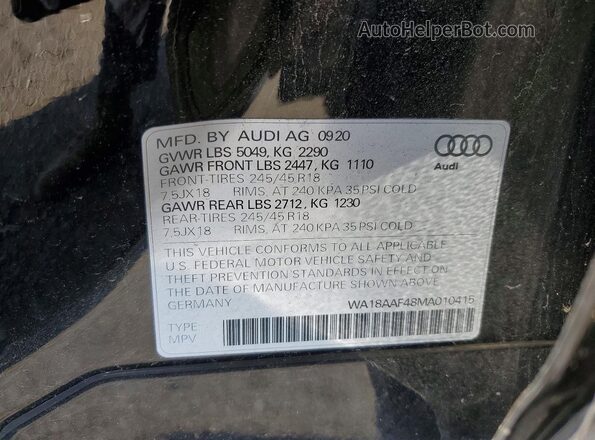 WA18AAF48MA010415 2021 AUDI A4 Black Engine compartment view