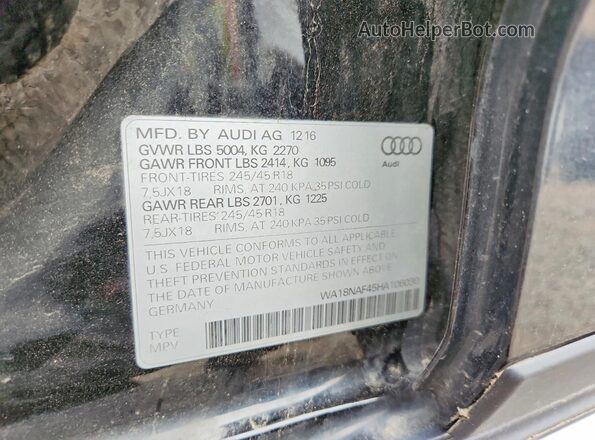 WA18NAF45HA106030 2017 AUDI A4 Black Vista del compartimento del motor