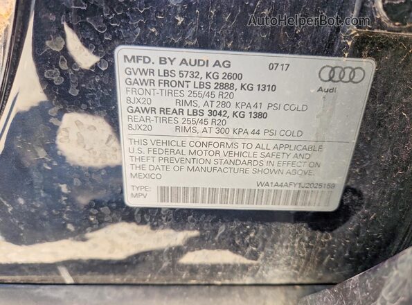 WA1A4AFY1J2025159 2018 AUDI SQ5 Black 