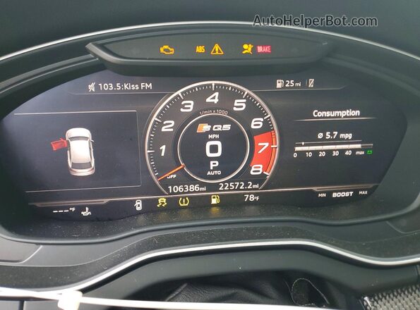 WA1A4AFY1J2199362 2018 AUDI SQ5 Charcoal ხელსაწყოთა პანელის ხედი