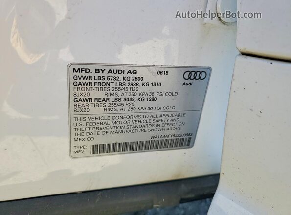 WA1A4AFY8J2209983 2018 AUDI SQ5 White 