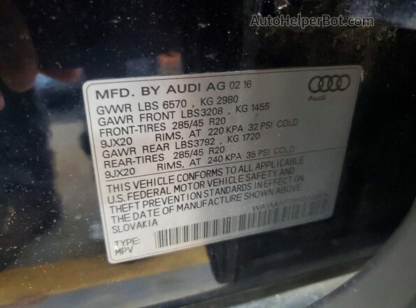 WA1AAAF75HD009318 2017 AUDI Q7 Black 