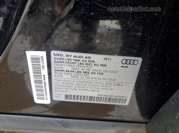 WA1AAAGE1NB005612 2022 AUDI E-TRON Black 