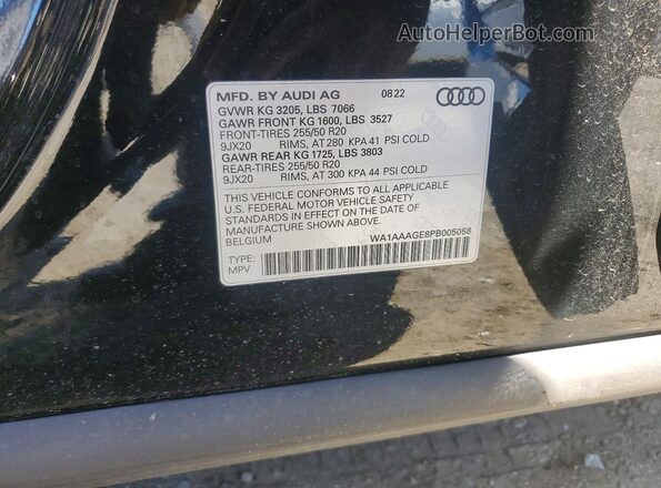 WA1AAAGE8PB005058 2023 AUDI E-TRON Black Вид підкапотного простору