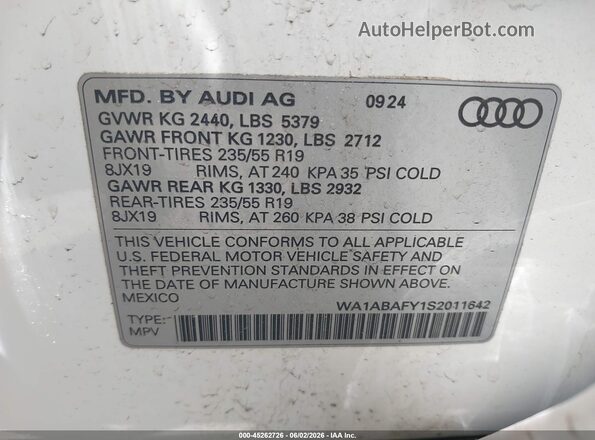 WA1ABAFY1S2011642 2025 AUDI Q5 White Engine compartment view