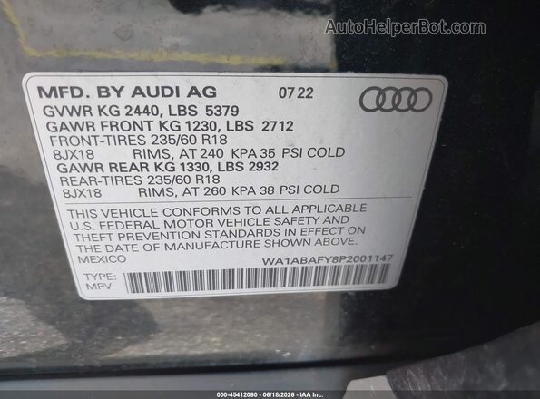 WA1ABAFY8P2001147 2023 AUDI Q5 Black Widok komory silnika
