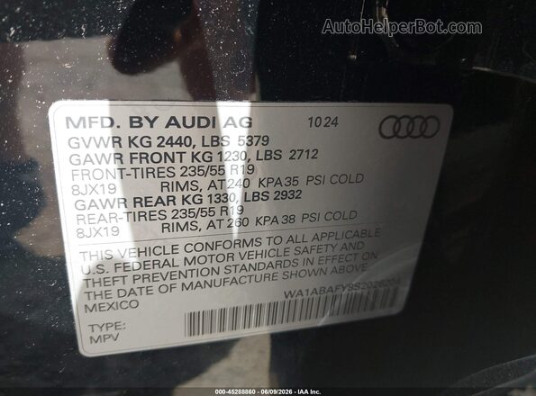 WA1ABAFY8S2026204 2025 AUDI Q5 Черный Вид подкапотного пространства