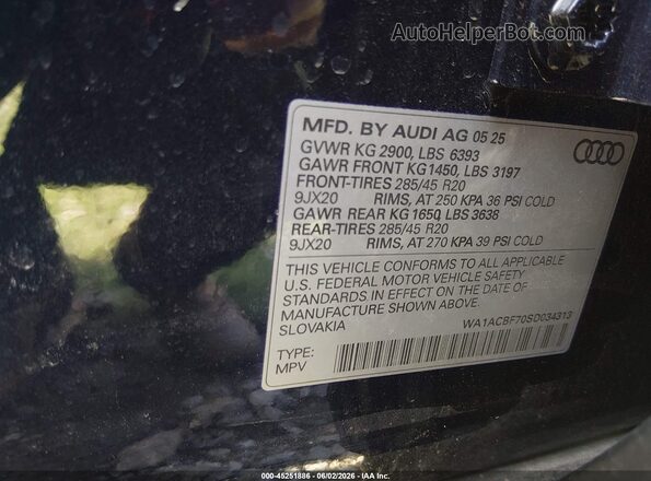 WA1ACBF70SD034313 2025 AUDI Q7 Blue Engine compartment view