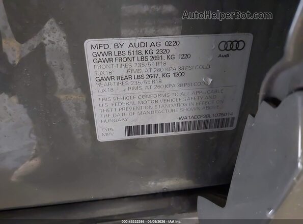 WA1AECF38L1075014 2020 AUDI Q3 Gray Engine compartment view