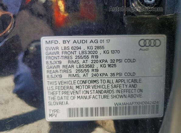 WA1AHAF7XHD042424 2017 AUDI Q7 Black 