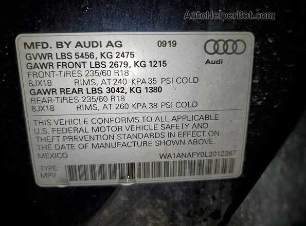 WA1ANAFY0L2012287 2020 AUDI Q5 Blue 
