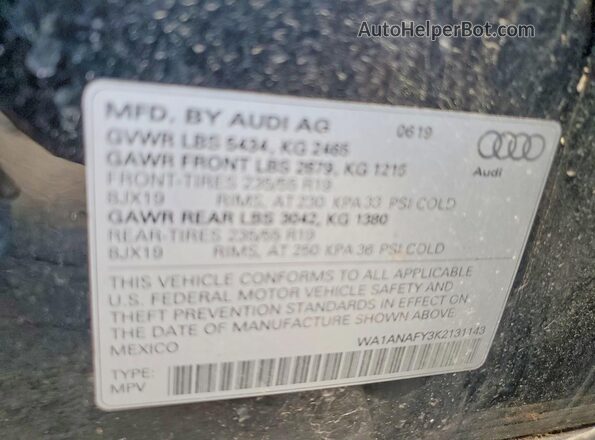 WA1ANAFY3K2131143 2019 AUDI Q5 Черный 