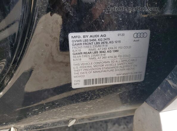 WA1ANAFY3L2061841 2020 AUDI Q5 Black 360 interior view