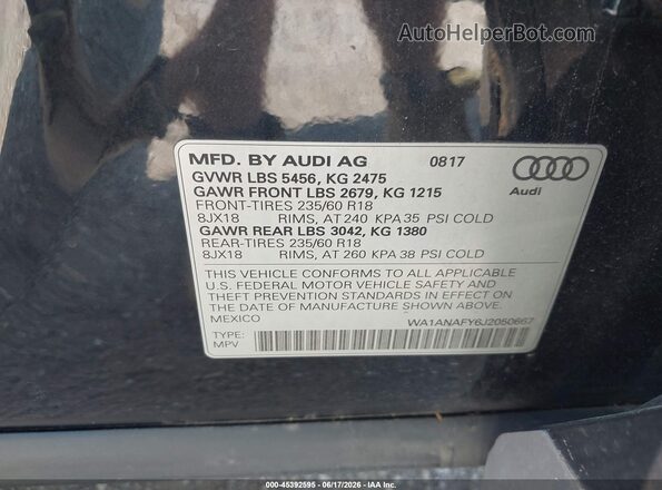 WA1ANAFY6J2050667 2018 AUDI Q5 Синий Вид подкапотного пространства