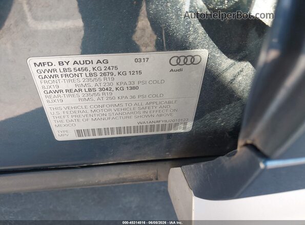WA1ANAFY8J2010123 2018 AUDI Q5 Blue Вид підкапотного простору