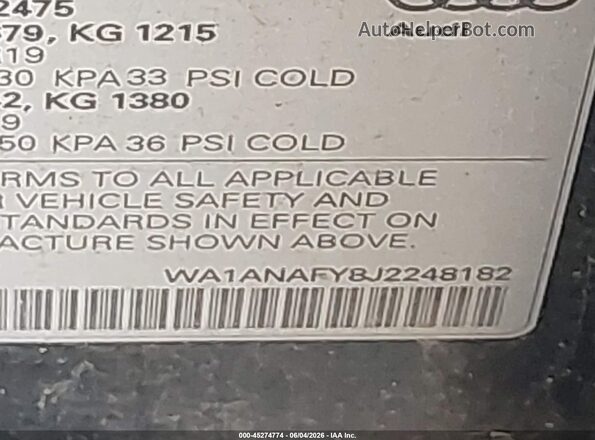 WA1ANAFY8J2248182 2018 AUDI Q5 Gray Շարժիչի բաժամունքի տեսք