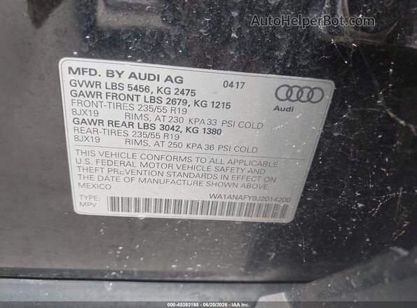 WA1ANAFY9J2014200 2018 AUDI Q5 Black ძრავის განყოფილების ხედი